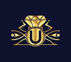 u lettre diamant luxe avec d'or Couleur entreprise logo conception vecteur