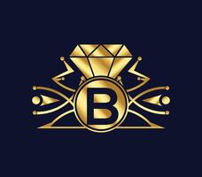 b lettre diamant luxe avec d'or Couleur entreprise logo conception vecteur