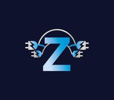 z lettre électrique logo Puissance électronique énergie foudre conception vecteur