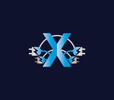 X lettre électrique logo Puissance électronique énergie foudre conception vecteur