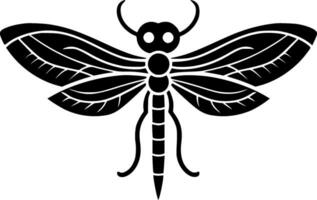 libellule - noir et blanc isolé icône - vecteur illustration