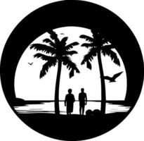 plage, minimaliste et Facile silhouette - vecteur illustration