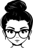 désordonné chignon, noir et blanc vecteur illustration