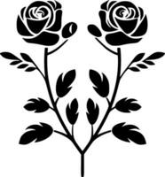 des roses - noir et blanc isolé icône - vecteur illustration