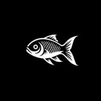 poisson - noir et blanc isolé icône - vecteur illustration