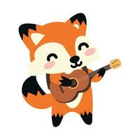 rouge Renard en jouant le guitare classique vecteur