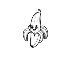 mignonne dessin animé de banane illustration pour coloration livre contour ligne art. banane mascotte conception avec dynamique pose vecteur