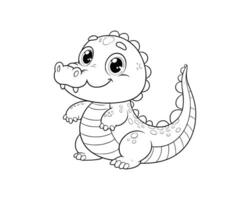 mignonne dessin animé de crocodile illustration pour coloration livre. contour ligne art. isolé blanc Contexte vecteur