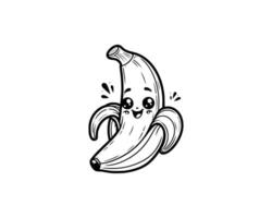 mignonne dessin animé de banane illustration pour coloration livre contour ligne art. banane mascotte conception avec dynamique pose vecteur