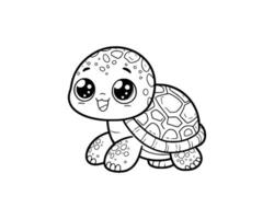 mignonne dessin animé de tortue illustration pour coloration livre. contour ligne art. isolé blanc Contexte vecteur