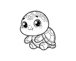 mignonne dessin animé de tortue illustration pour coloration livre. contour ligne art. isolé blanc Contexte vecteur