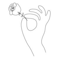 continu magnifique Rose fleurs Célibataire ligne art vecteur dessin de main en portant