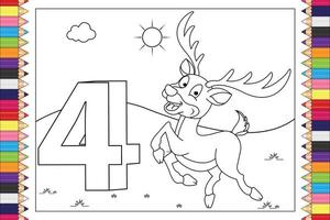 dessin animé animal à colorier avec numéro pour les enfants
