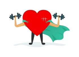 amour super héros coeur portant cape vector illustration
