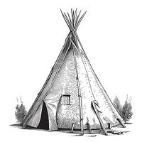 wigwam esquisser main tiré dans griffonnage style vecteur illustration