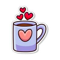 gratuit vecteur, l'amour thème autocollant, illustration de une tasse de l'amour café vecteur