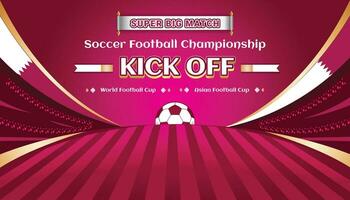 Contexte football Football stade monde Qatar asiatique tasse championnat gros rencontre donner un coup de tableau de bord vecteur
