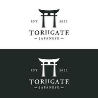 Japonais ancien torii porte logo modèle conception. tori porte Japonais patrimoine, culture et histoire. vecteur