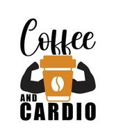 café et cardio T-shirt conception vecteur