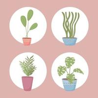 jeu d'icônes plantes en pot vecteur