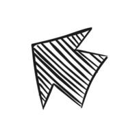 vecteur main tiré La Flèche noir signe ou symbole élément griffonnage conception