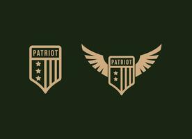 militaire vétéran armée patriotique emblème badge étiquette logo conception vecteur