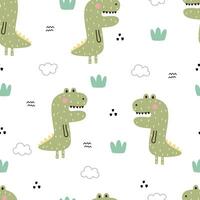 mignonne crocodile sans couture modèle main tiré dessin animé animal Contexte dans enfants style vecteur conception utilisé pour tissu, textile, mode, publication