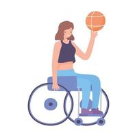 fille sportive en fauteuil roulant vecteur