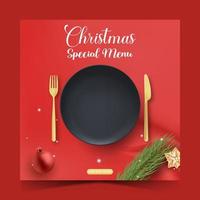 modèle de publication de nourriture de noël ou de médias sociaux culinaires pour la promotion vecteur