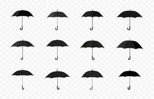 parapluie silhouettes Facile vecteur ensemble, noir silhouette de parapluies paquet