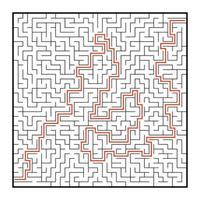 labyrinthe carré abstrait. jeu pour les enfants. casse-tête pour les enfants. une entrée, une sortie. énigme du labyrinthe. illustration vectorielle plane isolée sur fond blanc. avec réponse. vecteur