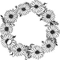 enchanteur floral Halo Marguerite fleur noir icône sophistiqué Marguerite Cadre noir vecteur logo conception