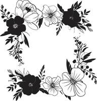 minimaliste floral conception lisse noir emblème capricieux main tiré fleurs iconique noir vecteur