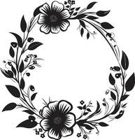 éthéré fleur Cadre noir vecteur Cadre intemporel fleur frontière décoratif noir logo