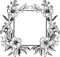 somptueux botanique décoratif floral Cadre conception élégance dans pétales noir Cadre logo vecteur