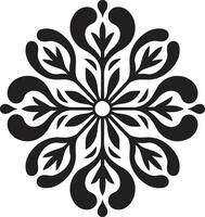 pétale motifs géométrique floral icône sur noir tuile structuré fleurs noir vecteur logo avec carrelage