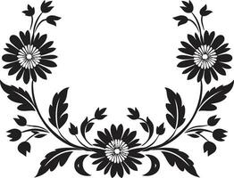 floral pavages noir géométrique icône vecteur fleurs géométrique tuile modèle dans noir