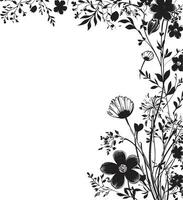 floral coin embellissements noir vecteur icône lisse frontière motifs décoratif noir vecteur