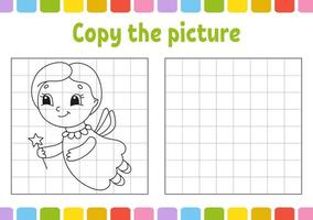 copier l'image. pages de livre de coloriage pour les enfants. feuille de travail de développement de l'éducation. jeu pour les enfants. pratique de l'écriture manuscrite. illustration vectorielle de dessin animé mignon. vecteur