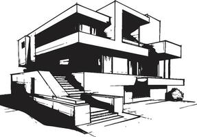 symétrique habitation esquisser duplex maison conception vecteur emblème double résidence plan esquisser idée pour duplex vecteur logo