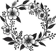 moderne mariage bouquet noir floral icône conception artistique couronne détail élégant vecteur logo élément
