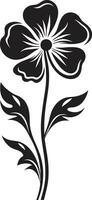 Facile artistique tourbillon fabriqués à la main noir emblème moderne floral esquisser Célibataire main rendu icône vecteur