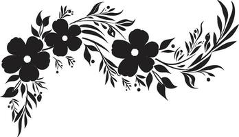 noir pétale tapisserie fabriqués à la main floral Icônes encre noir fleur odyssée noir vecteur logos