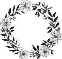 capricieux mariage fleur élégant noir emblème moderne floral couronne artistique vecteur logo