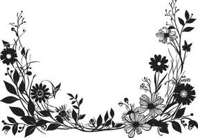 éclectique coin détails noir vecteur logo icône pétales dans Cadre Marguerite fleur noir vecteur logo icône