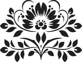 symétrique jardin noir vecteur tuile icône géométrique pétale conception floral noir modèle