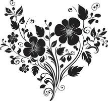artistique floral couler noir vecteur logo icône complexe noir tourbillonne main rendu vecteur emblème