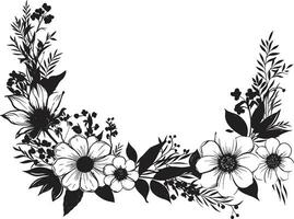 moderne coin fleurir noir vecteur logo conception audacieux frontière points forts décoratif noir vecteur