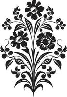 élégant noir botanique croquis iconique vecteur logo capricieux floral subtilités main rendu noir