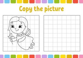 copier l'image. pages de livre de coloriage pour les enfants. feuille de travail de développement de l'éducation. jeu pour les enfants. pratique de l'écriture manuscrite. illustration vectorielle de dessin animé mignon. vecteur